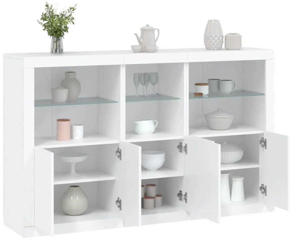 vidaXL Aparador com luzes LED 162x37x100 cm branco