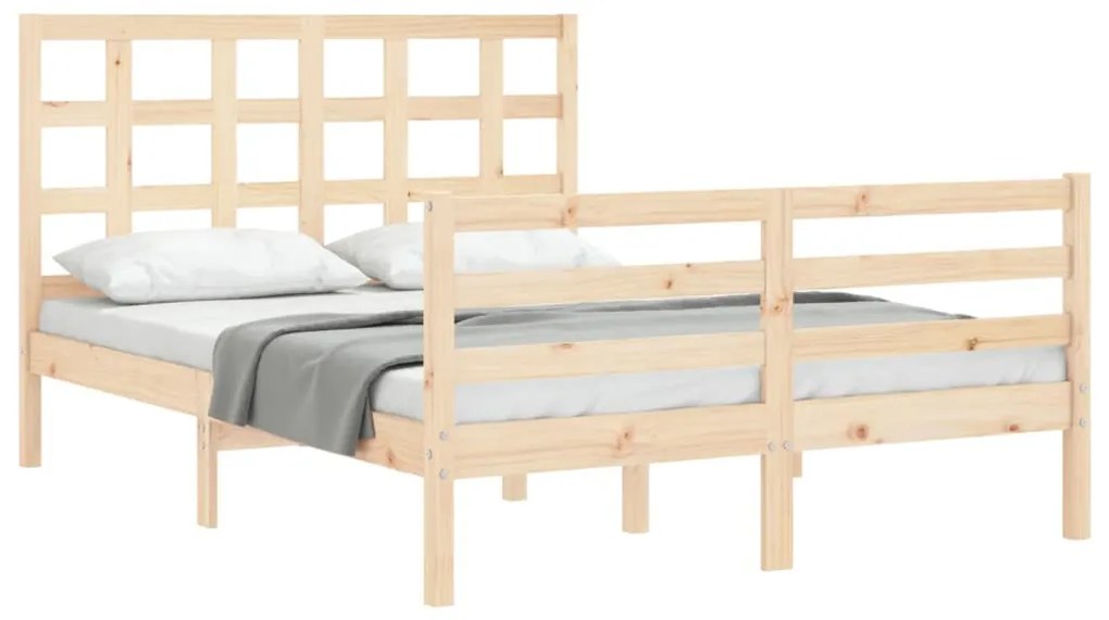 Estrutura de cama com cabeceira 140x200 cm madeira maciça