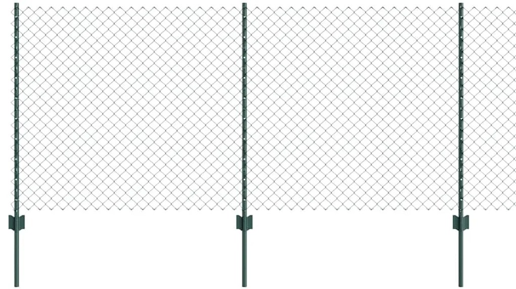 Cerca Em Malha com 10 Postes U Verde 1x10 m Aço