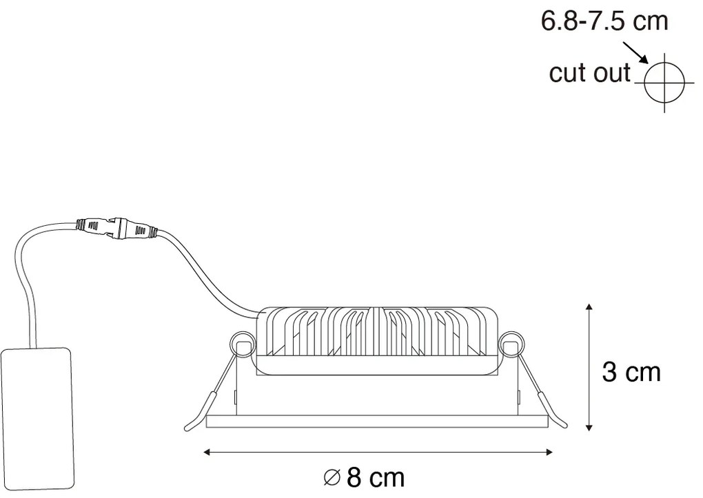 Conjunto de 6 Focos Embutidos Modernos Branco 8,2cm Incl. LED IP54 Ultra Fino - Pupil