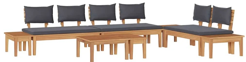 Conjunto de Jardim com 5 peças e almofadas - Madeira de Teak Sólida