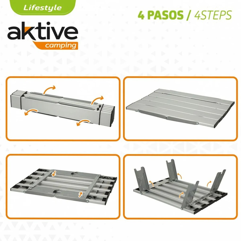 Mesa Dobrável Aktive Prateado Alumínio 40 x 13 x 28,5 cm (4 Unidades)