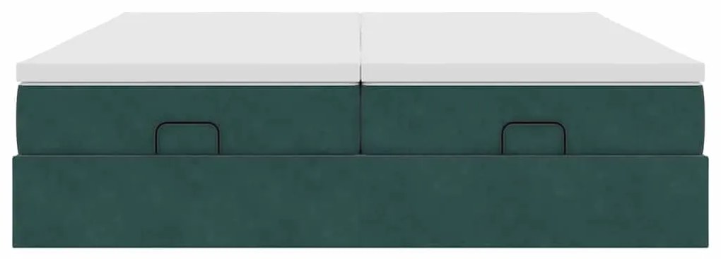 Estrutura de cama otomana com colchão verde escuro Veludo