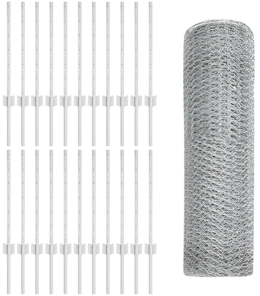 Postes de Cerca 11 pcs U-Channel 60 cm Aço Galvanizado