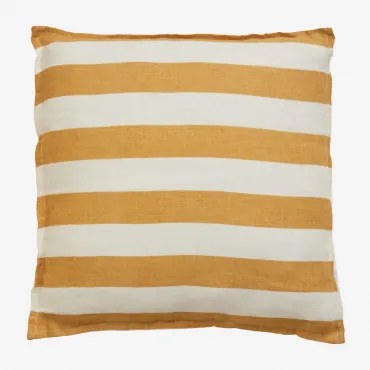 Almofada Quadrada 45x45 Cm Em Linho Trakos Branco - Amarelo Caril - Sklum