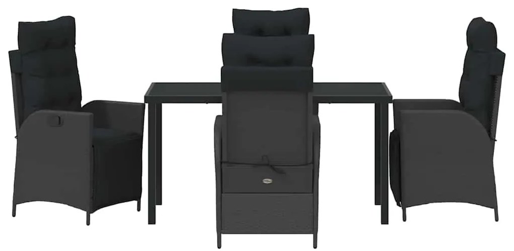 Conjunto de Jantar de Jardim de 5 Peças em Rattan Preto