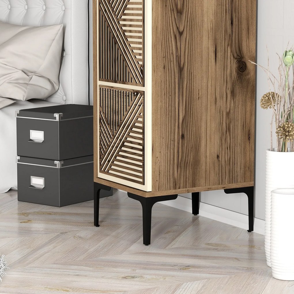 Roupeiro Kumsal P – Nogueira e Creme – 40x47,5x201,4 cm