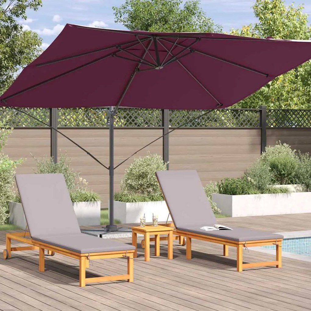 Guarda-Sol Cantilever Roma Vermelho Bordeaux 352x251x260 cm em Alumíni