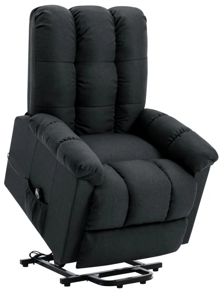 vidaXL Poltrona elevatória tecido cinzento-escuro