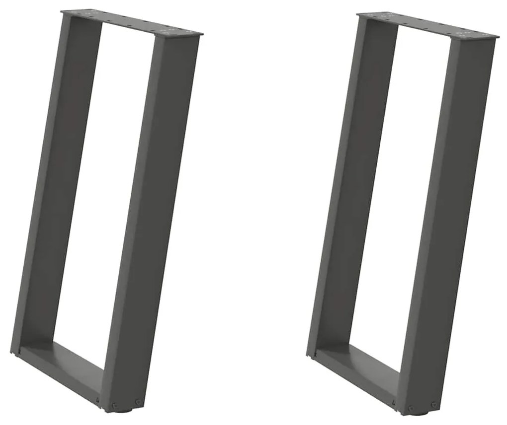 Pés para mesa de jantar em formato de U, 2 peças, antracite, 50x(72-73