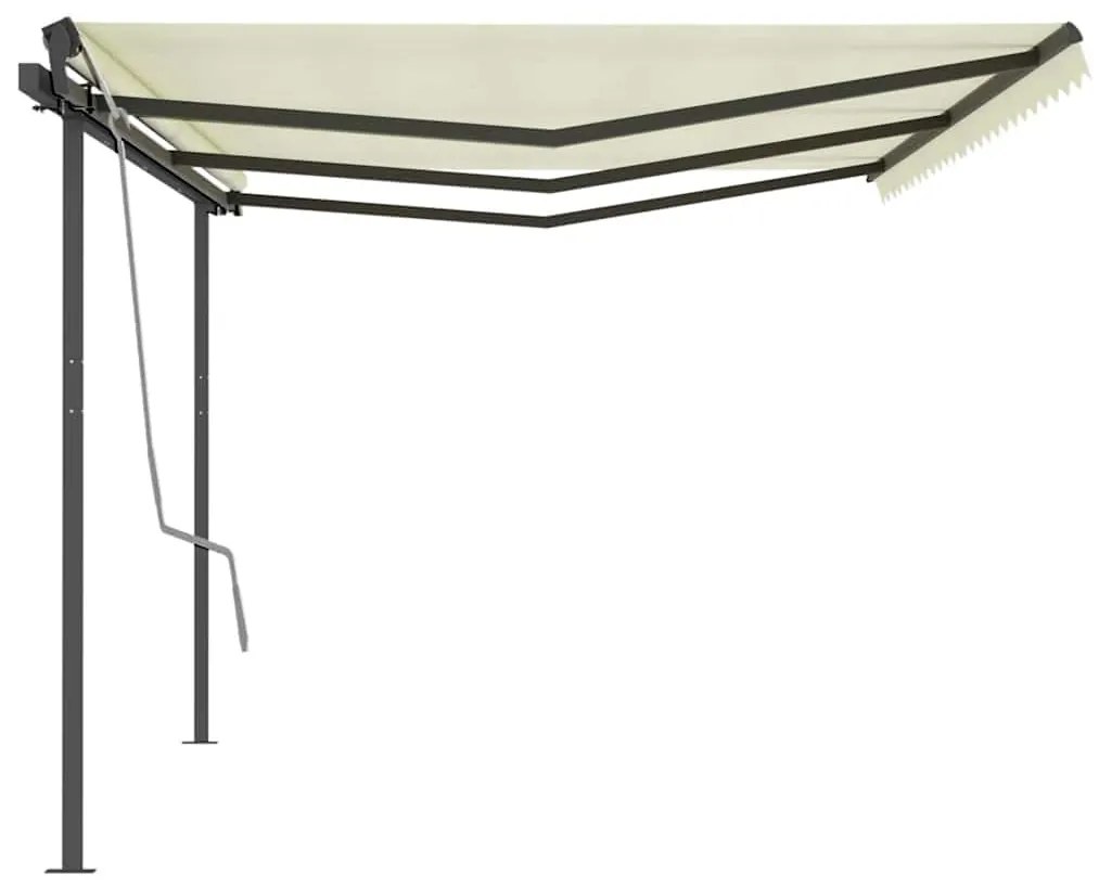 Toldo retrátil manual com postes 6x3 m cor creme