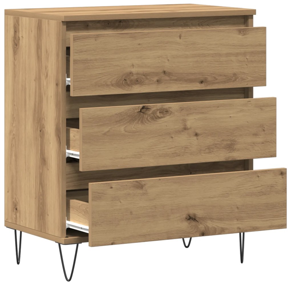 Sideboard vidaXL com Gavetas Carvalho Artesanal 60x35x70 cm Madeira de