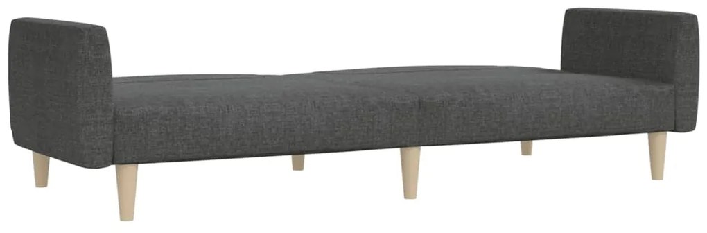 Sofá-cama de 2 lugares tecido cinzento-escuro