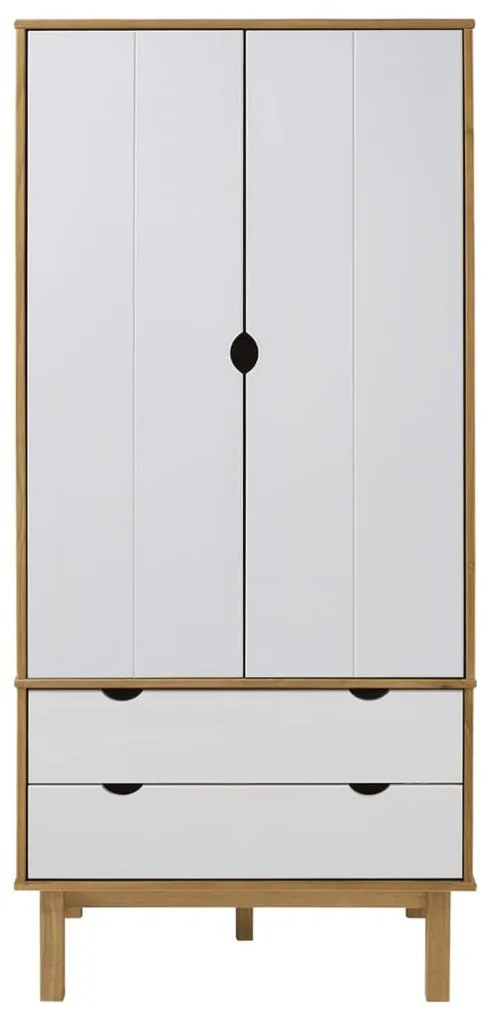 Roupeiro OTTA 76,5x53x172 cm pinho maciço castanho/branco