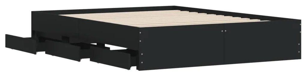Estrutura de cama c/ gavetas 140x190 cm derivados madeira preto