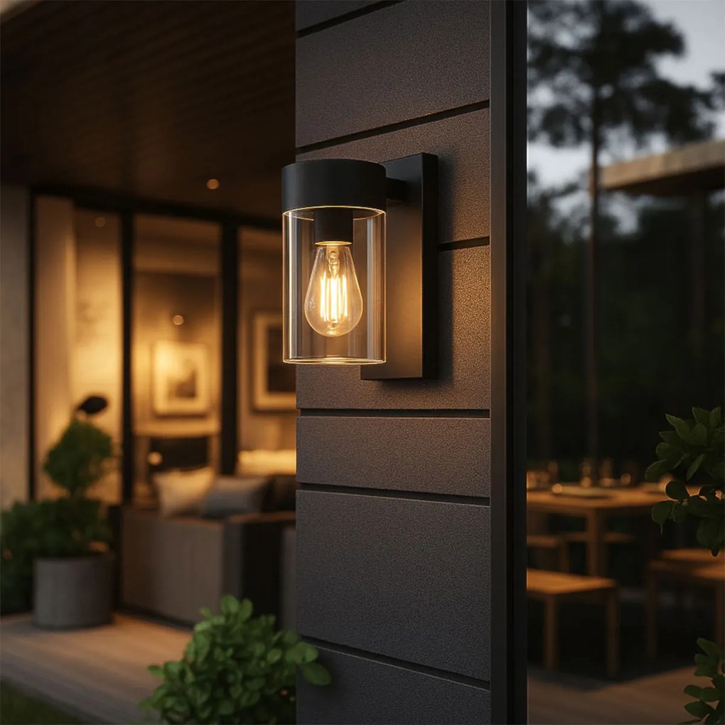 Candeeiro de parede exterior moderno em aço inoxidável preto IP44 - Jarra