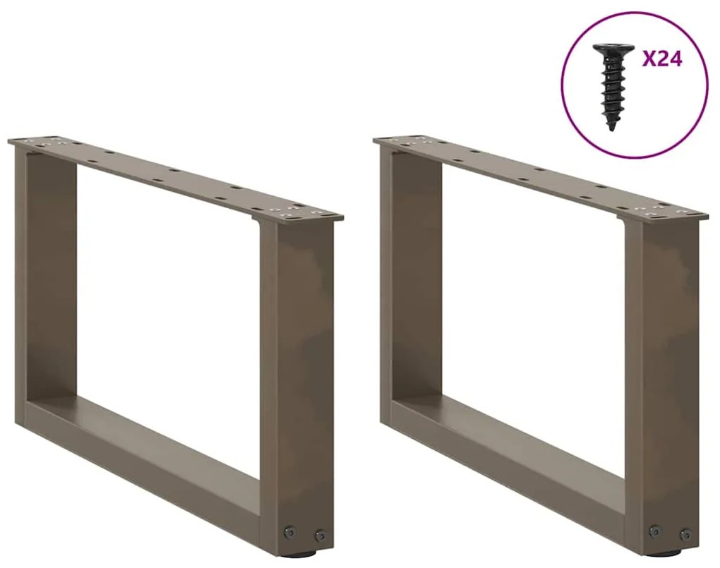 Pés para mesa de centro em formato de U, 2 peças, aço natural, 60x(30-
