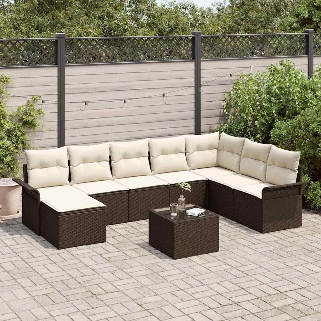 vidaXL Conjunto de Sofá de Jardim de 9 Peças com Almofadas Grafite em Rattan Sintético
