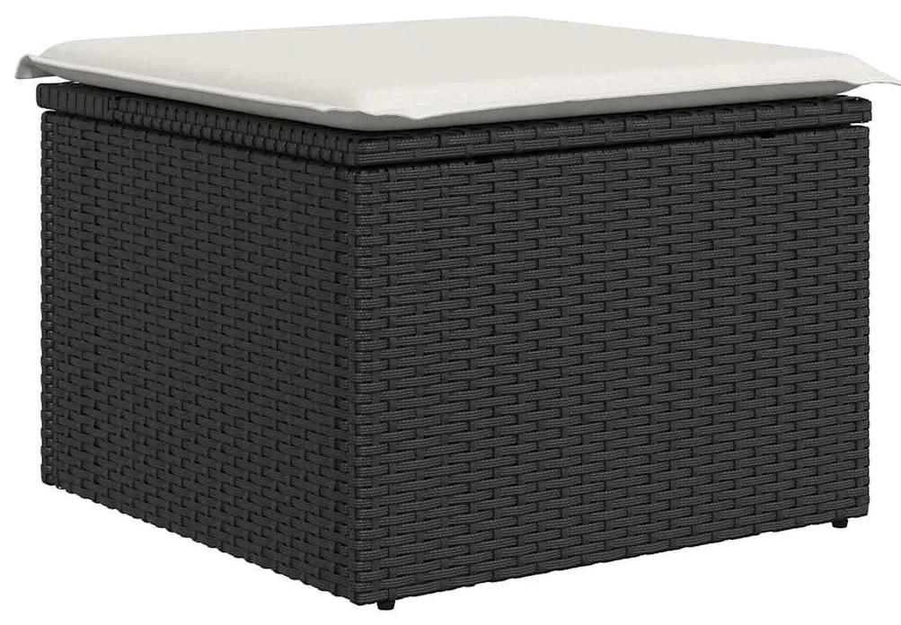11 pcs conjunto sofás de jardim c/ almofadões vime PE preto