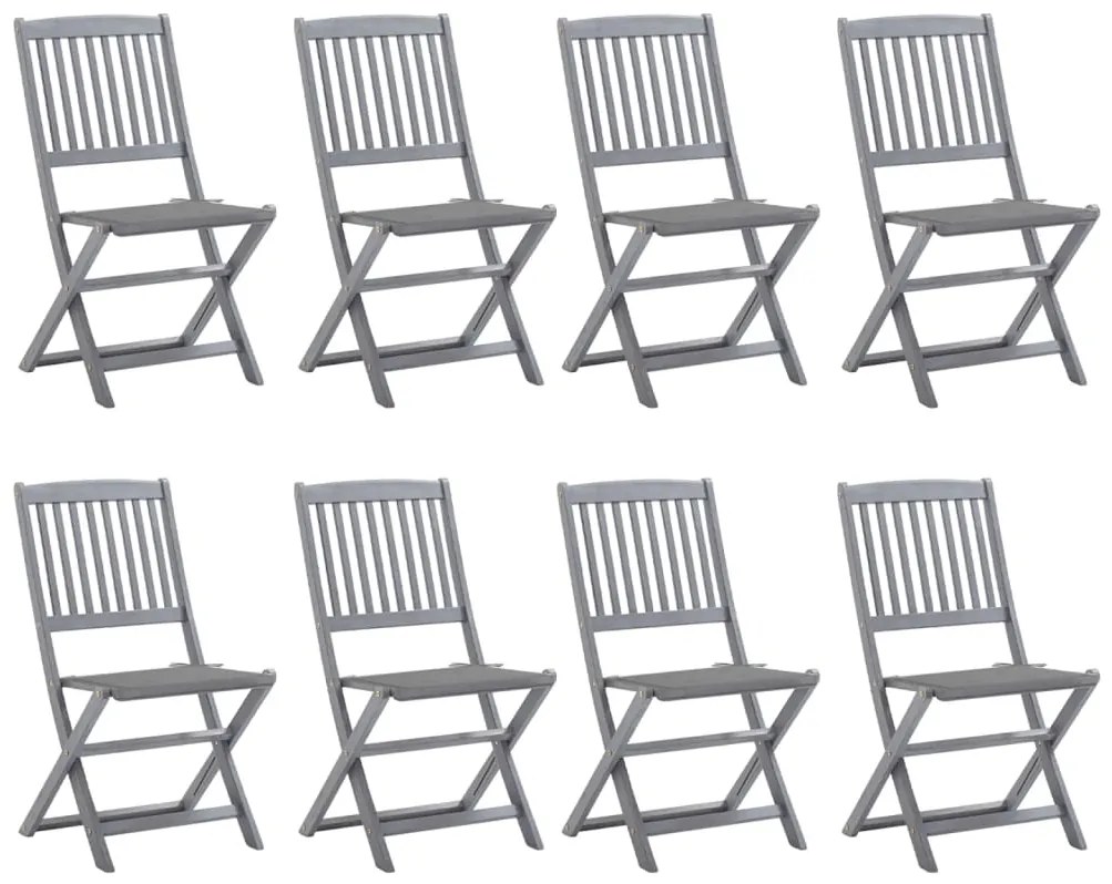 vidaXL Cadeiras de exterior dobráveis 8pcs c/ almofadões acácia maciça