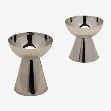 Conjunto De 2 Castiçais Em Aço Inoxidável Silentinan Aço Inoxidável Brilhante - Sklum