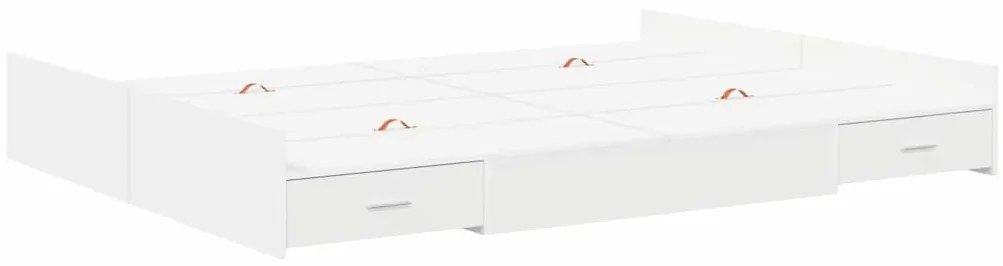 Estrado de cama com arrumação com gaveta com cabeceira Branco 140 x 19