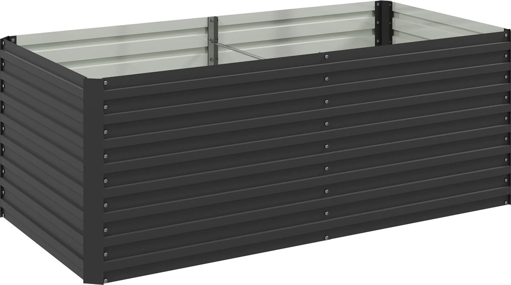 Outsunny Jardineira elevada galvanizada retangular para exterior - fundo aberto - 160 x 80 x 60 cm, cinza | Aosom Portugal