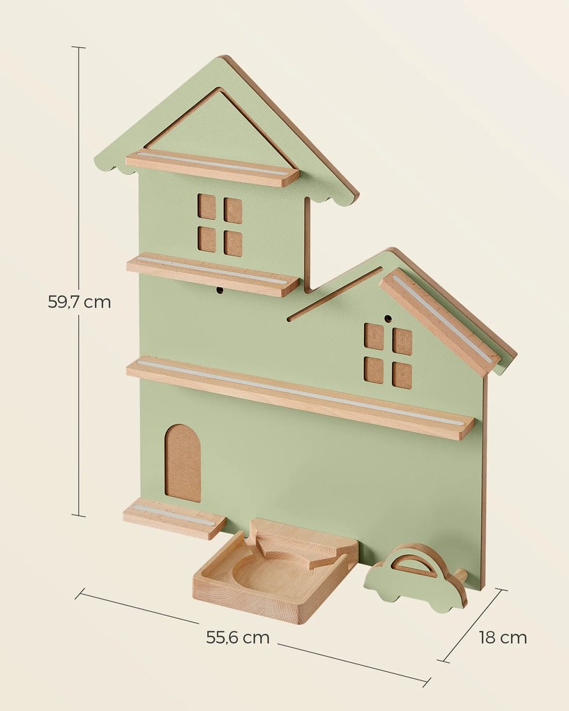 Prateleira para brinquedos de montagem fácil 18 x 55,6 x 59,7 cm verde louro