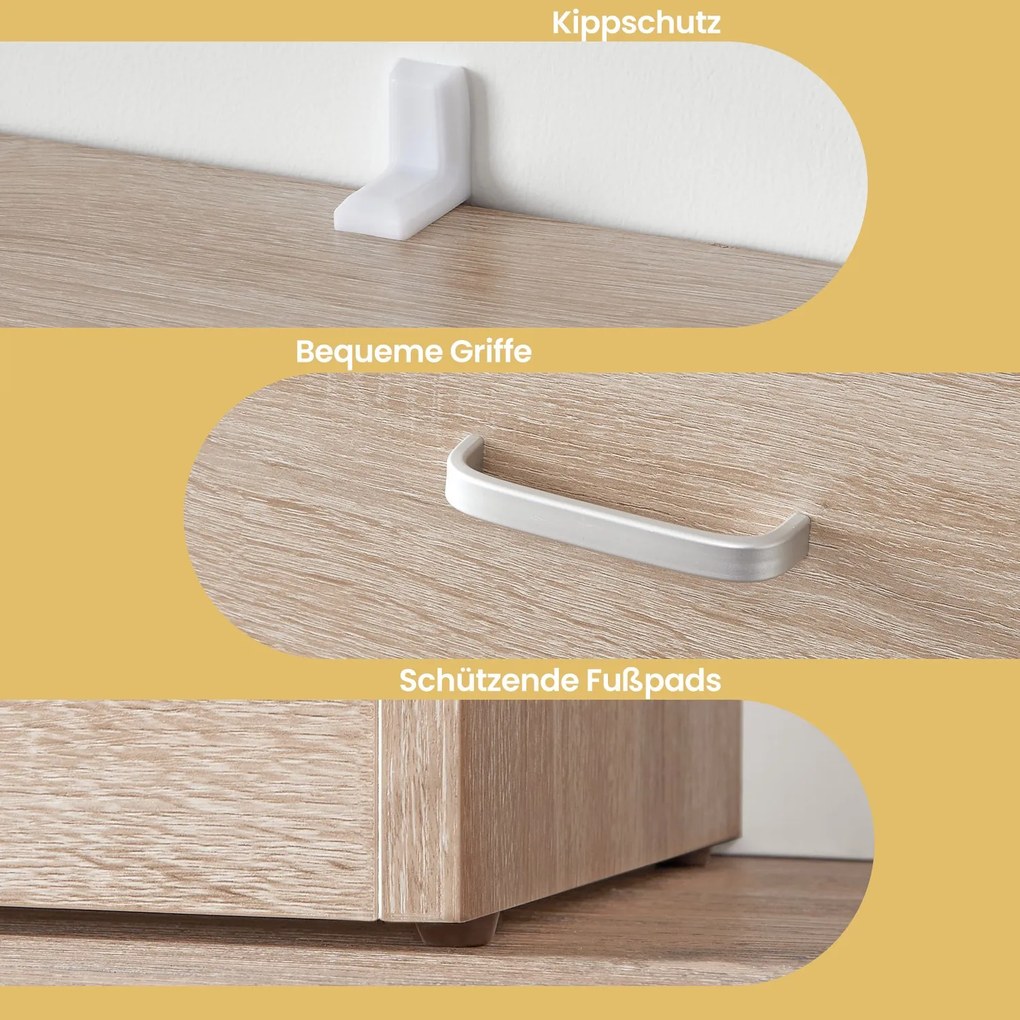 Sapateira com gavetas 60 x 24 x 120 cm cor de carvalho