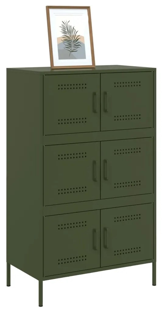 Aparador alto 68x39x113 cm aço verde azeitona