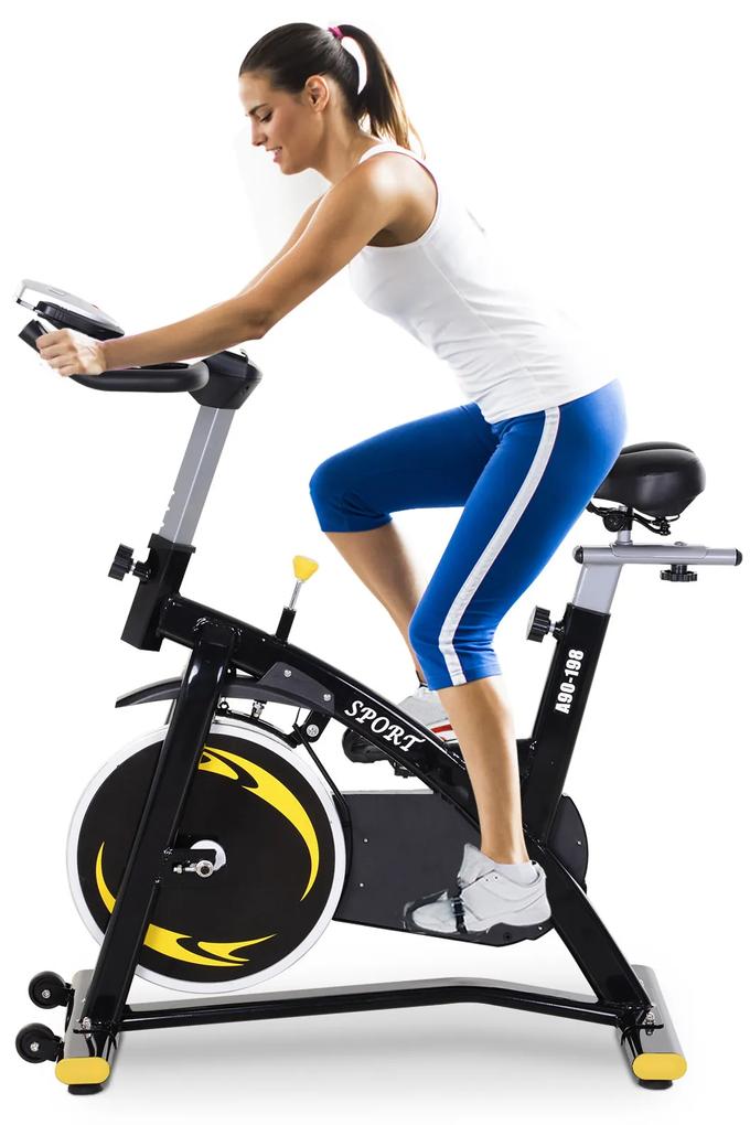 HOMCOM Bicicleta de exercício de giro profissional Bicicleta de fitness com tela LCD 47x120x104,5-117cm