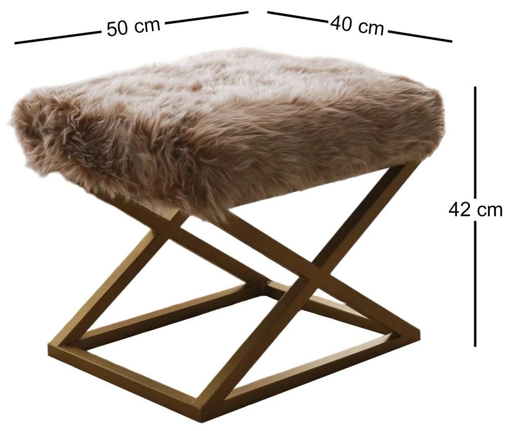 Pouffe Capraz – Castanho Dourado – 50x42x40 cm