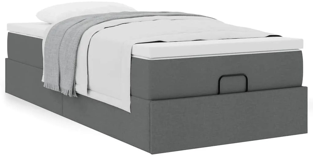 Estrutura cama otomana colchão 90x200 cm tecido cinzento escuro