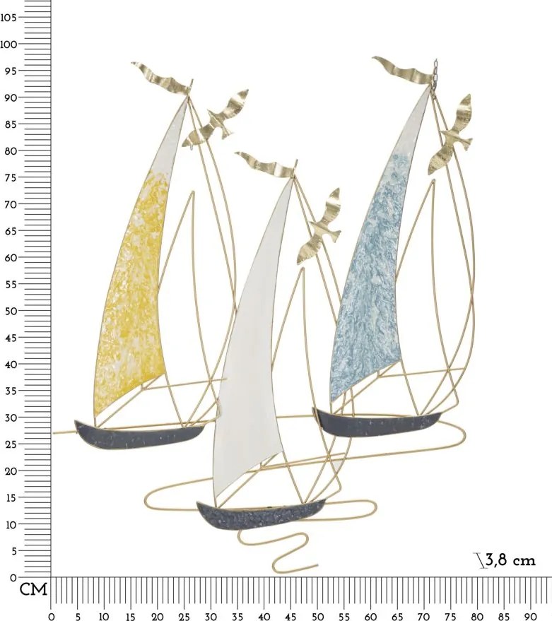 PAINEL DE PAREDE DE FERRO VELA COLOR 78,7X3,8X97,8 CM MULTICOLORIDO