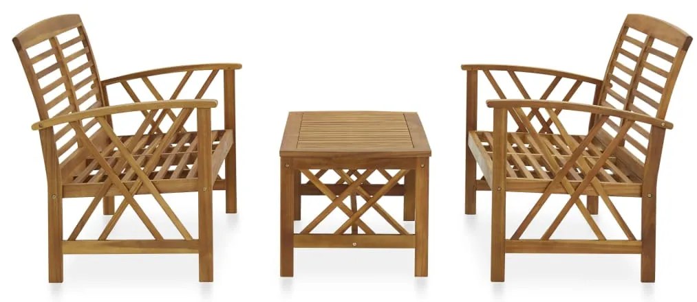 3 pcs conjunto lounge de jardim madeira de acácia maciça