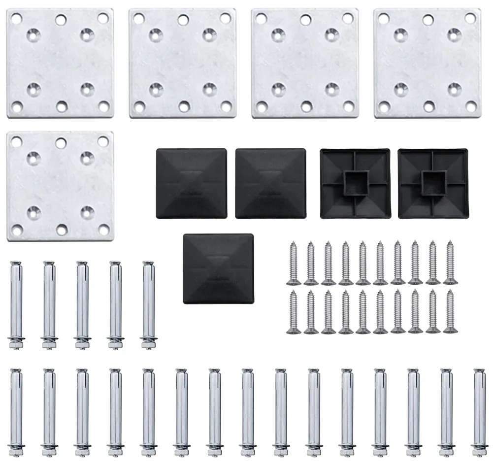 Conjunto painel de cerca 699x146 cm WPC preto