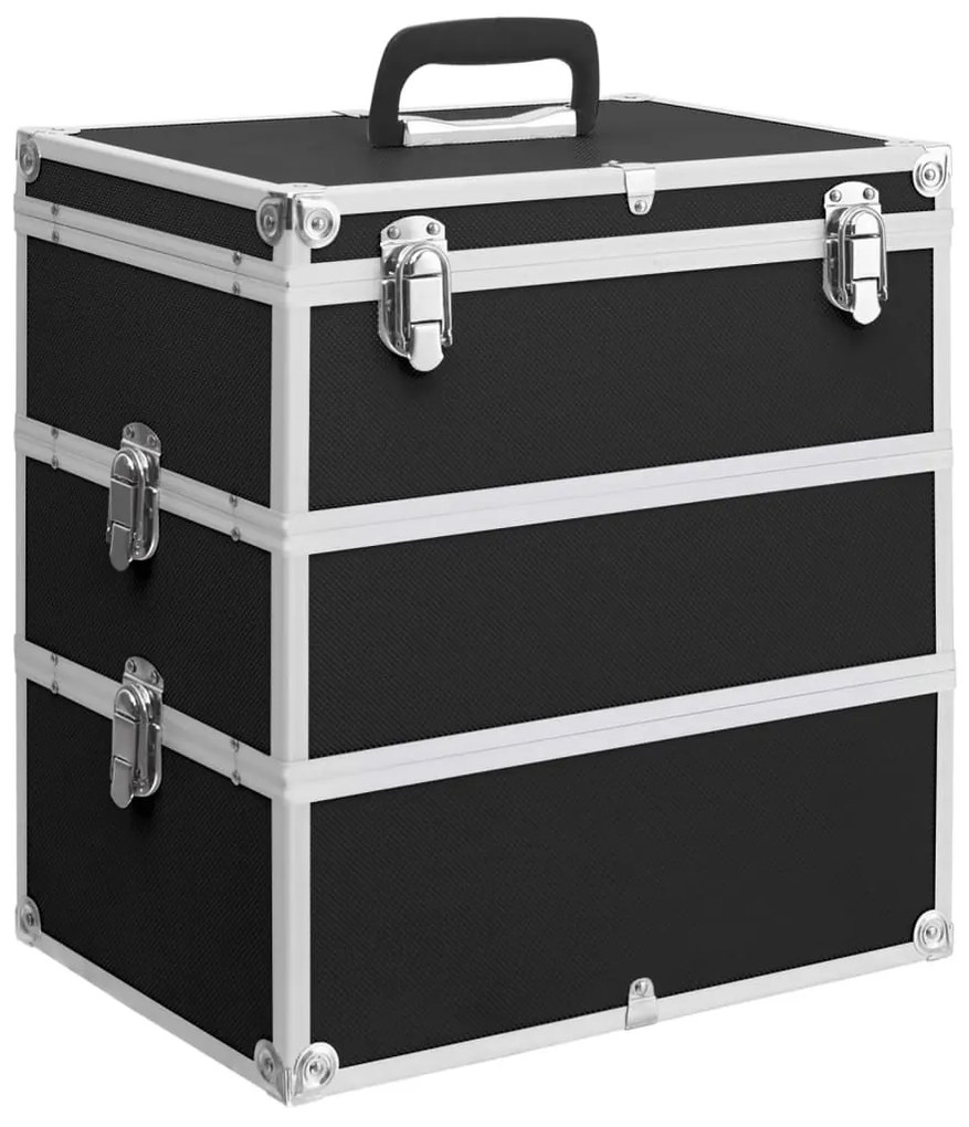 vidaXL Caixa de maquilhagem 37x24x40 cm alumínio preto