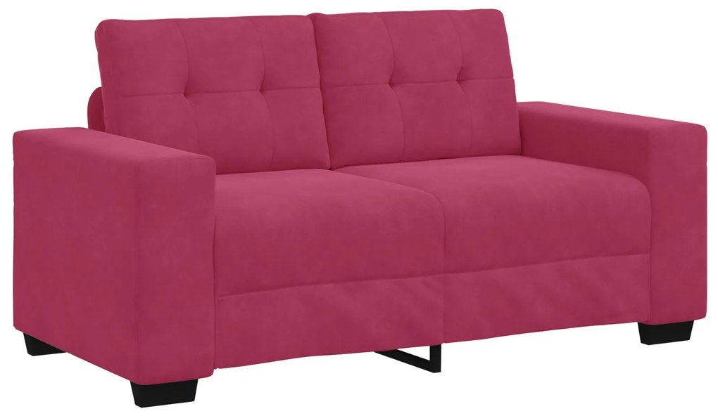 Conjunto de Sofá 3 Peças com Almofadas Vermelho Vinho em Veludo