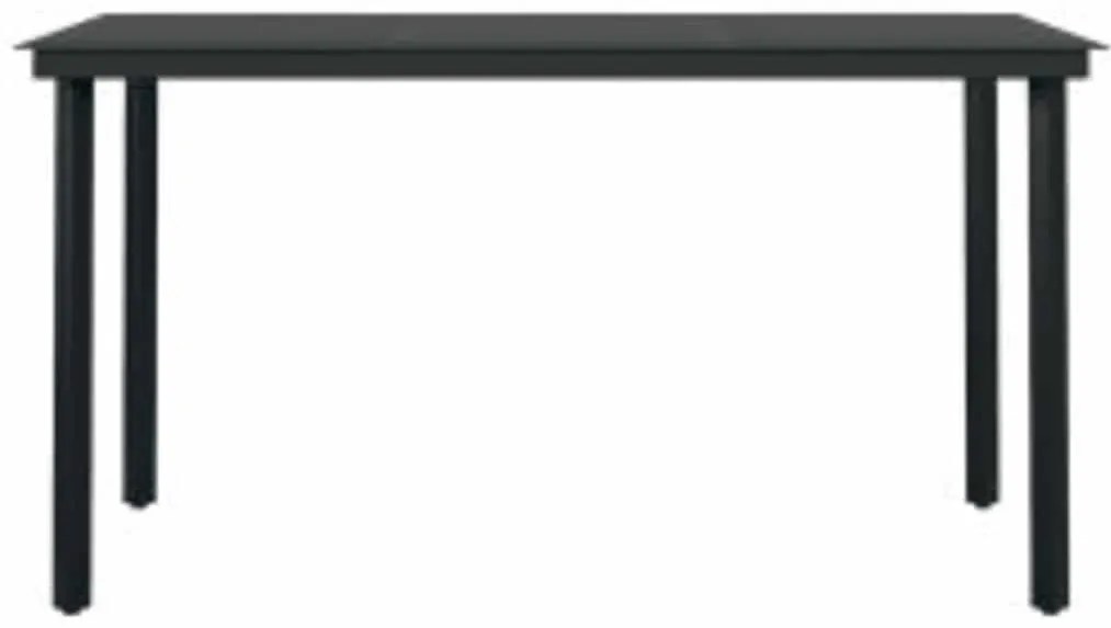 Conjunto de jantar jardim 5 peças almofadas vidro vime PE preto