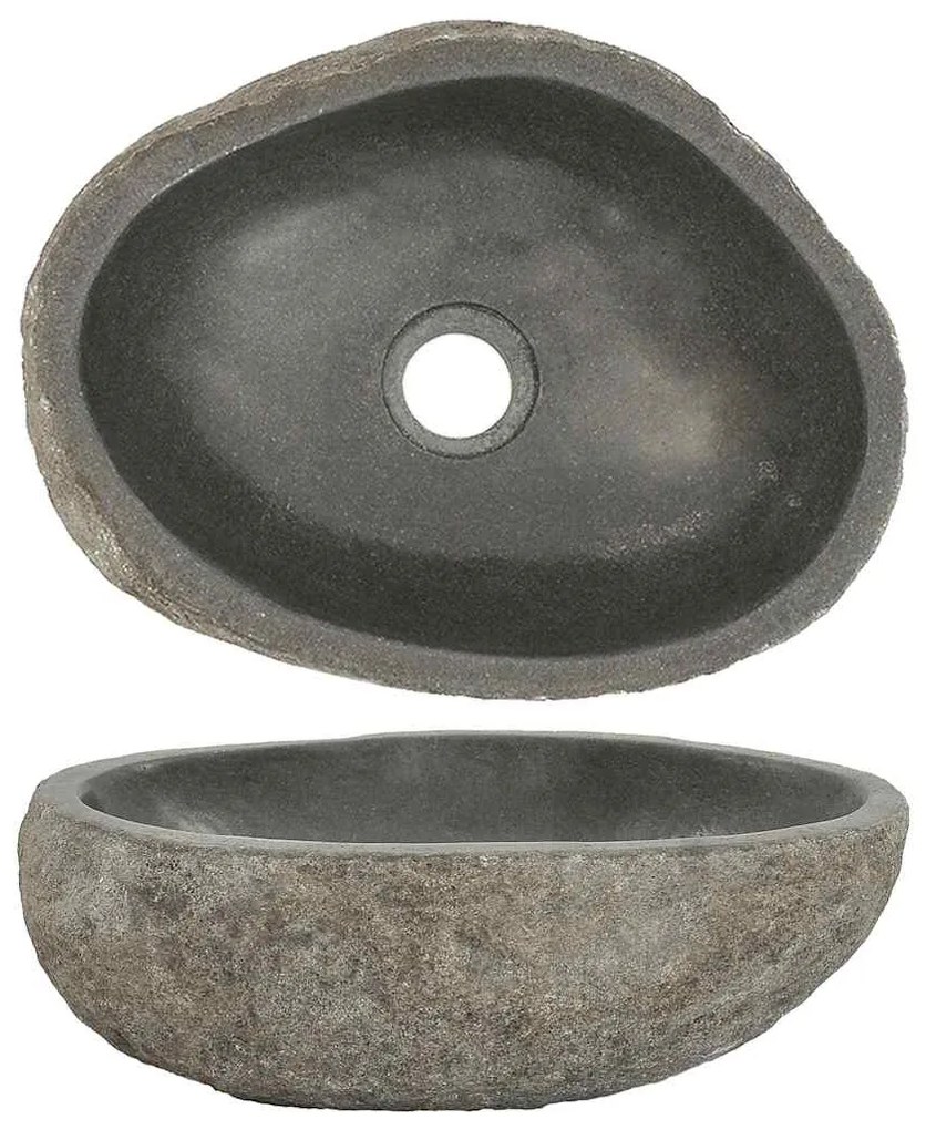 146212 vidaXL Lavatório de pedra do rio oval (29-38)x(24-31) cm