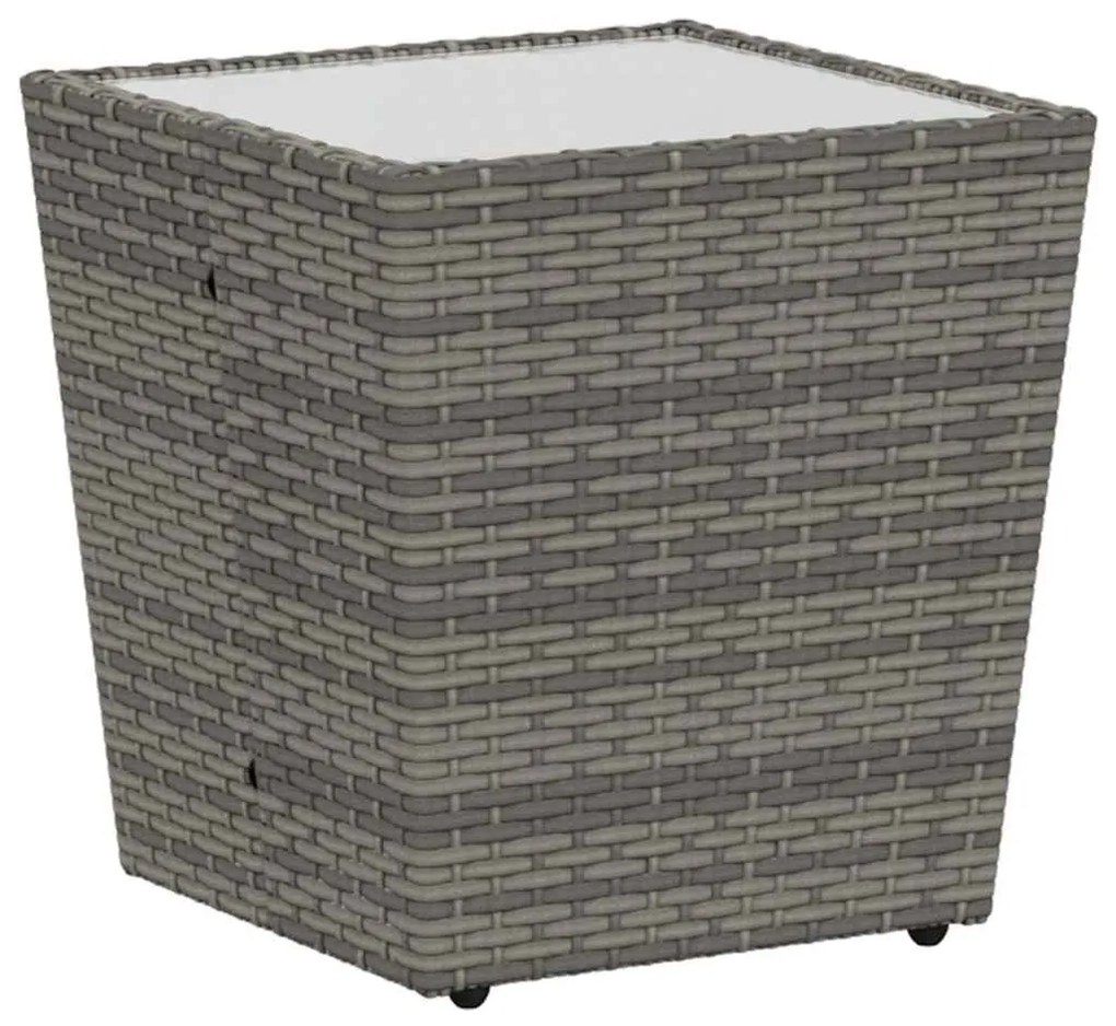 Conjunto de Bistro de Jardim 3 Peças com Almofadas Cinza Vime Poly