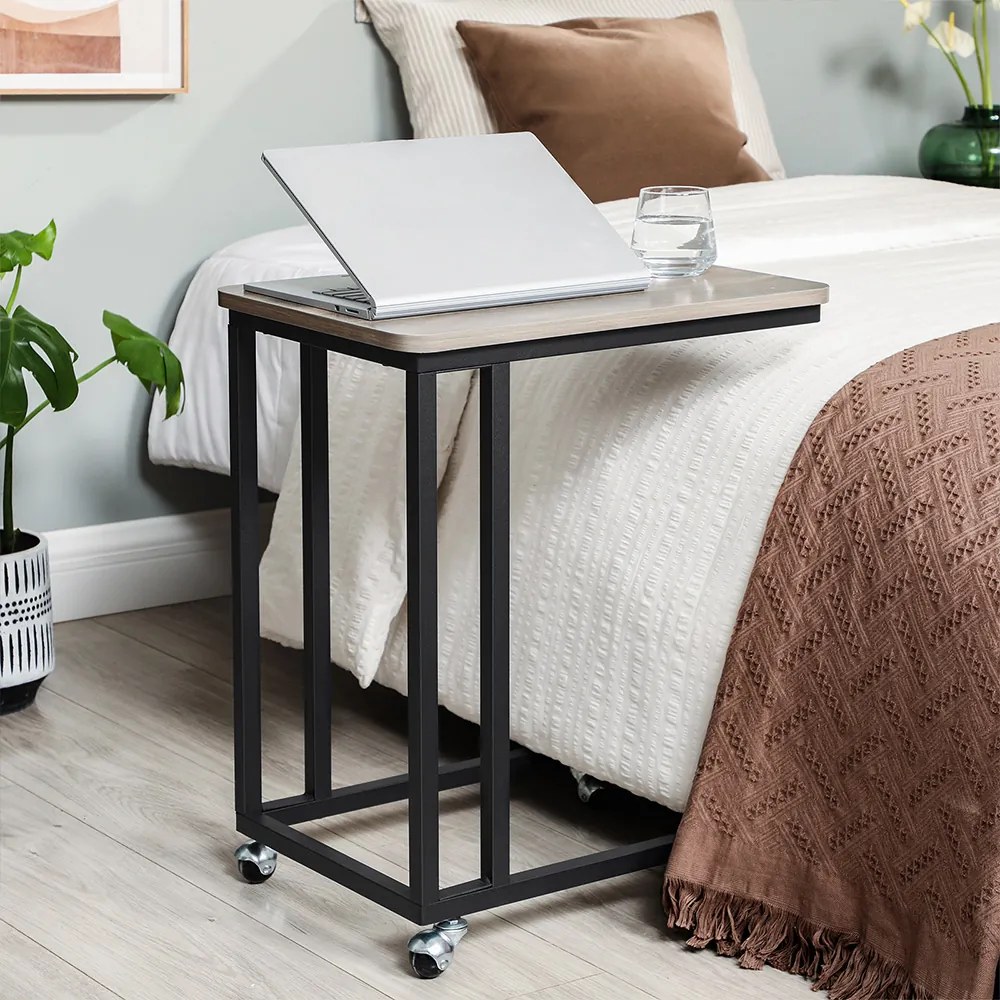 Mesa apoio para sofá com Rodas 50 x 35 x 55 cm Greige-Preto