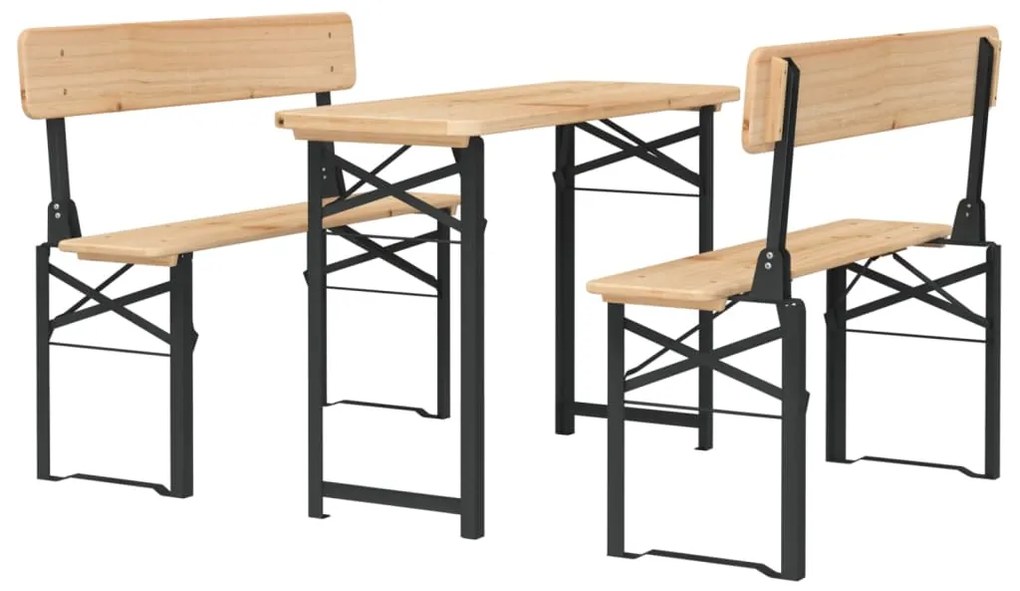 3 pcs conjunto mesas de cerveja dobráveis madeira abeto maciça