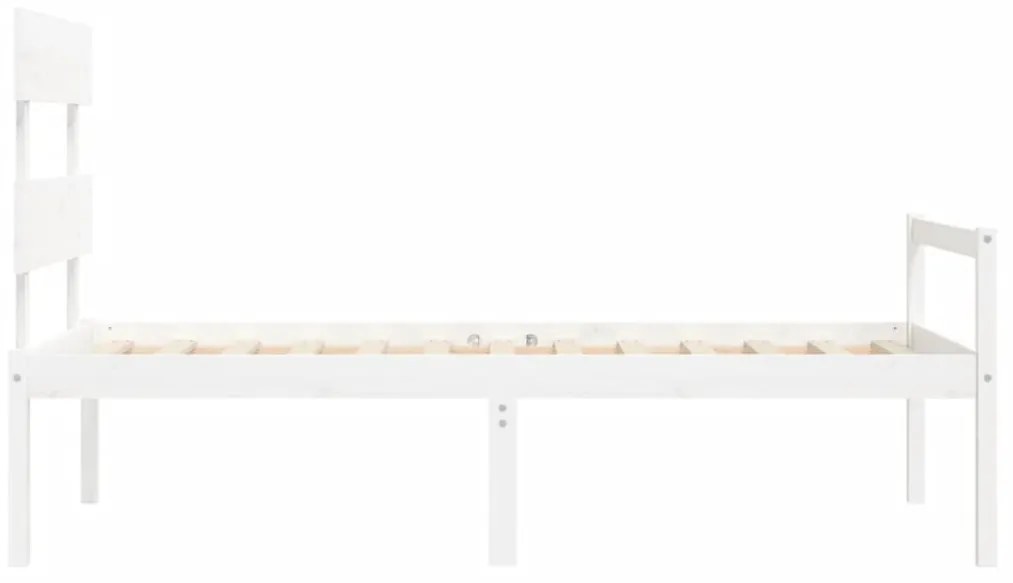 Cama para idosos com cabeceira 100x200 cm madeira maciça branco