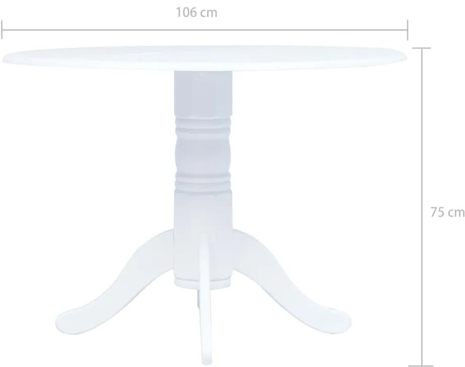 Mesa de jantar 106 cm madeira de seringueira maciça branco