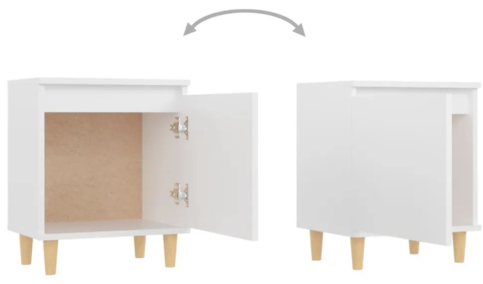 Mesa de cabeceira c/ pernas em madeira maciça 40x30x50cm branco