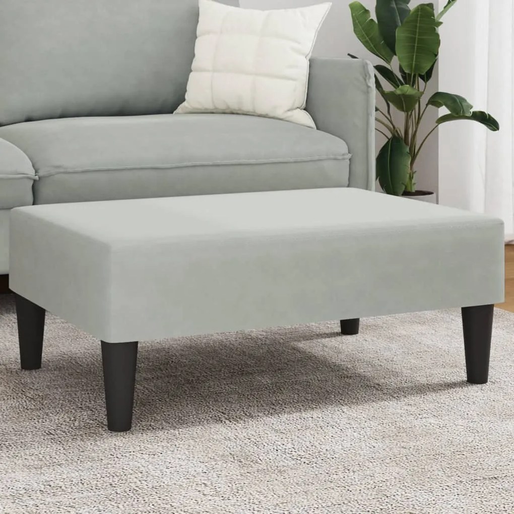 vidaXL Apoio de pés 77x55x31 cm veludo cinzento-claro