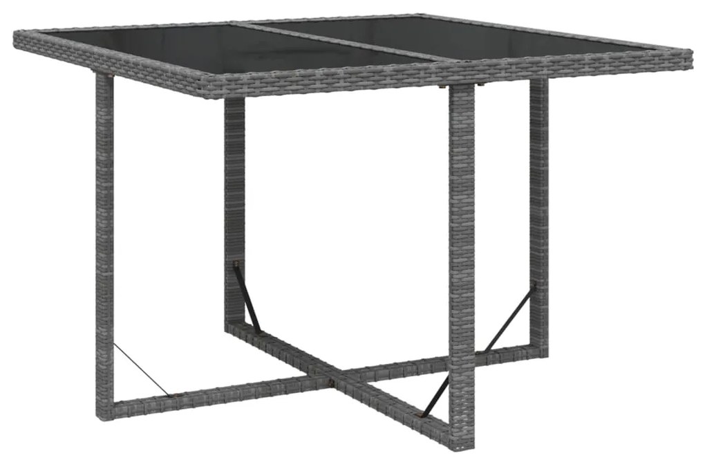 5 pcs conjunto jantar p/ jardim c/ almofadões vime PE cinzento