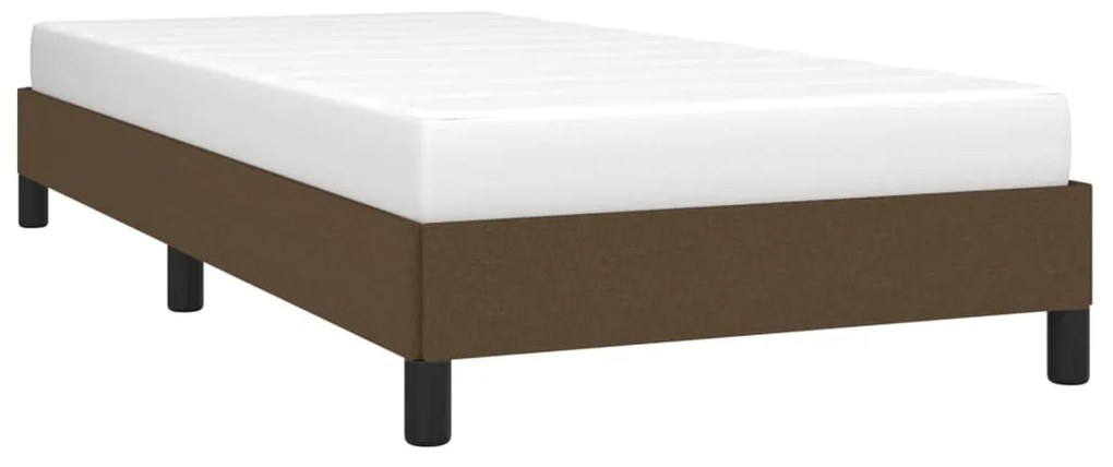 Estrutura de cama sem colchão 90x190 cm tecido castanho-escuro