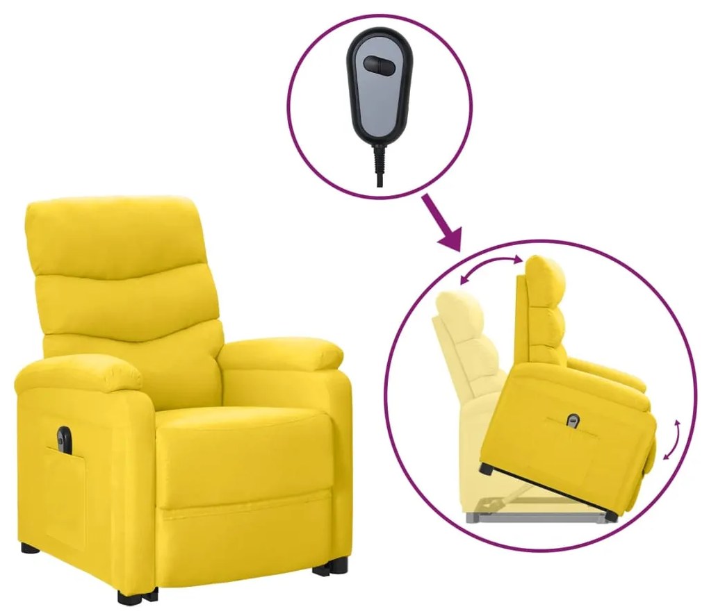 3100314 vidaXL Poltrona elevatória tecido amarelo mostarda